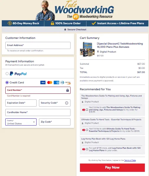Teds Woodworking - Secure Order Form