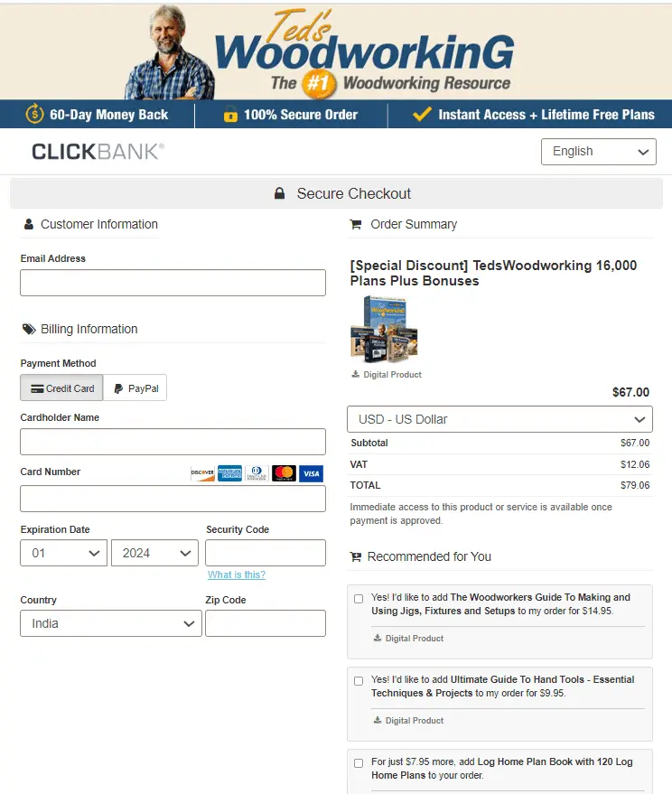 teds woodworking purchase page